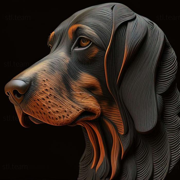 Black and tan Coonhound dog